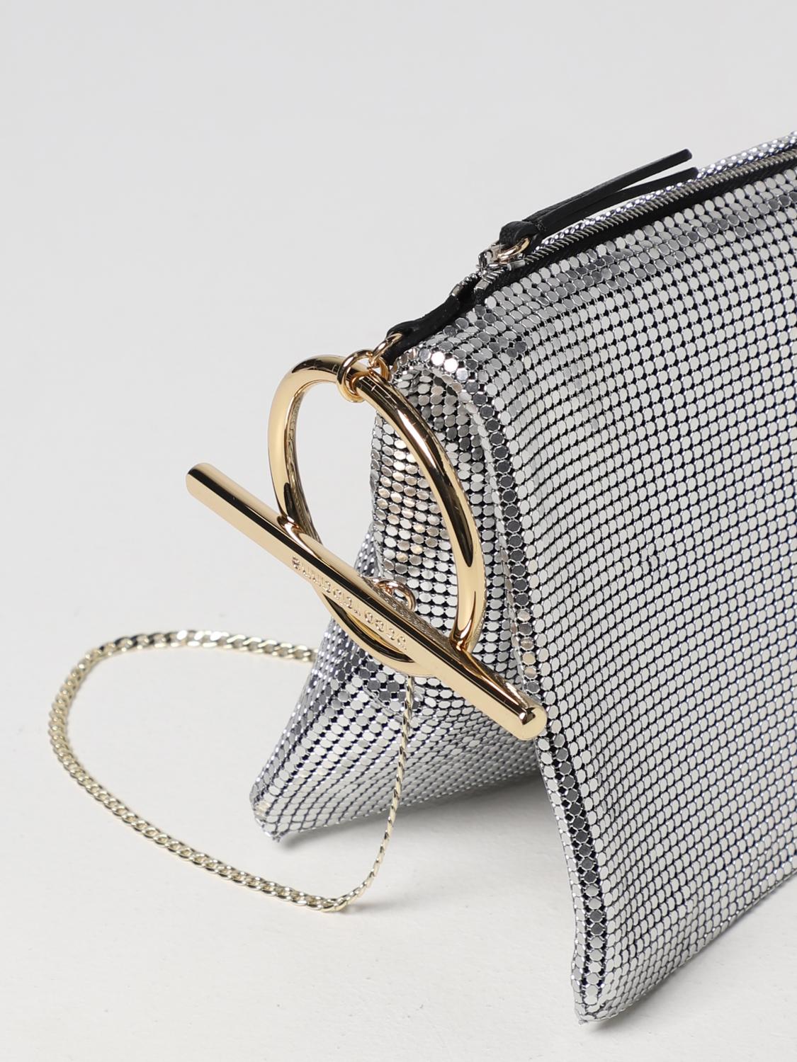 RABANNE BORSA A SPALLA: Borsa Pixel Paco Rabanne in maglia metallica, Silver - Img 4