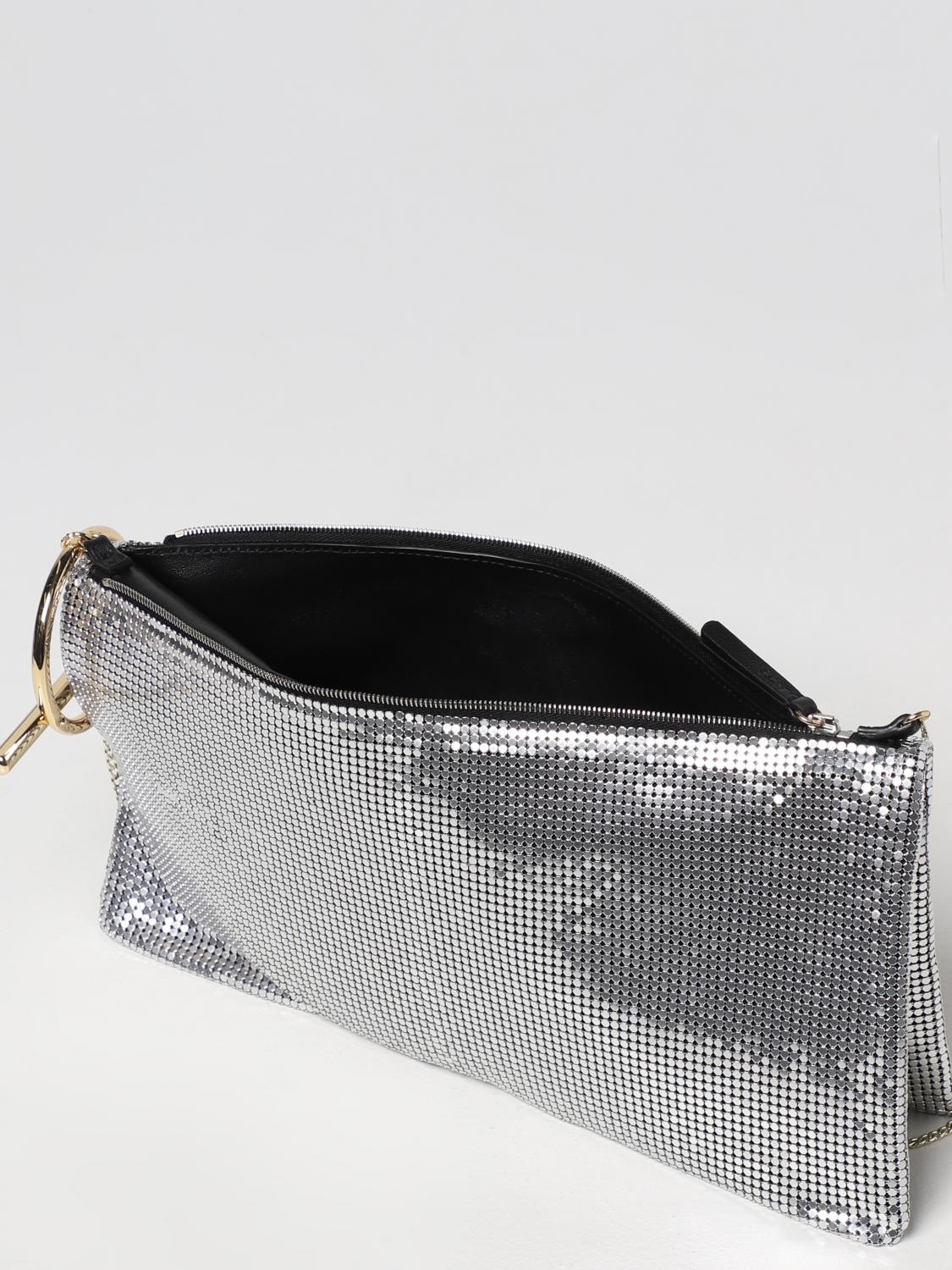 RABANNE BORSA A SPALLA: Borsa Pixel Paco Rabanne in maglia metallica, Silver - Img 5