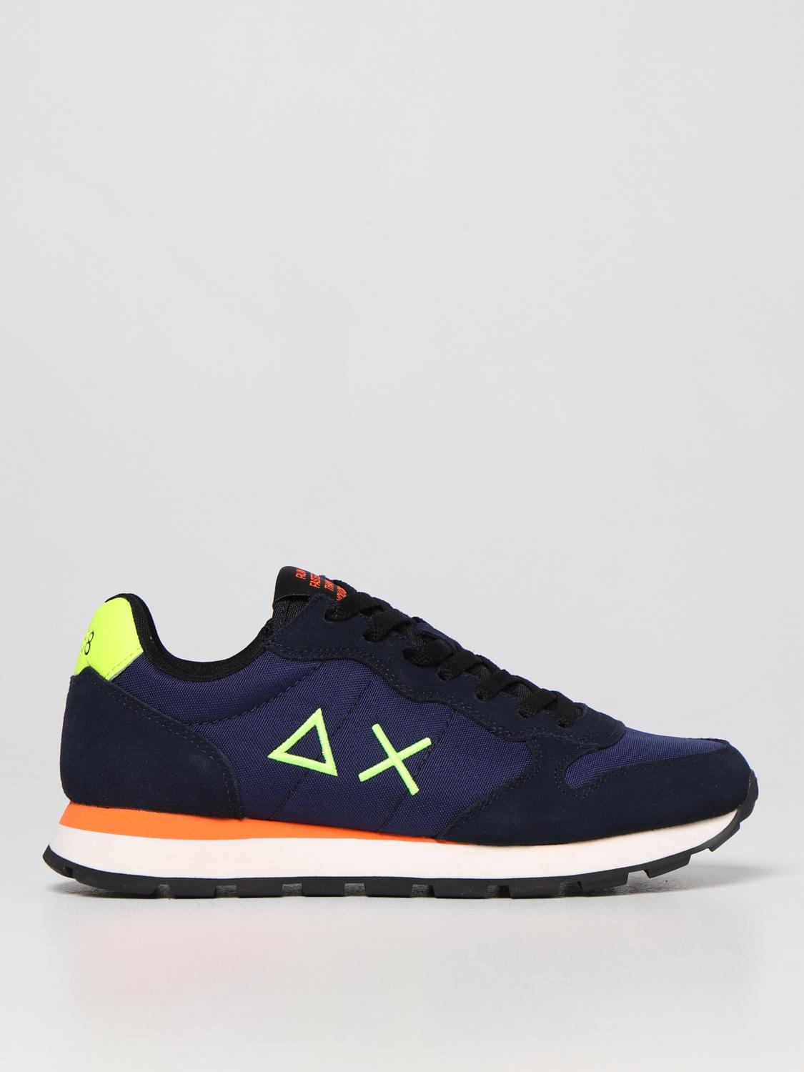 SUN68 SNEAKERS: Sneakers Tom Fluo Sun 68 in suede e mesh, Blue - Img 1