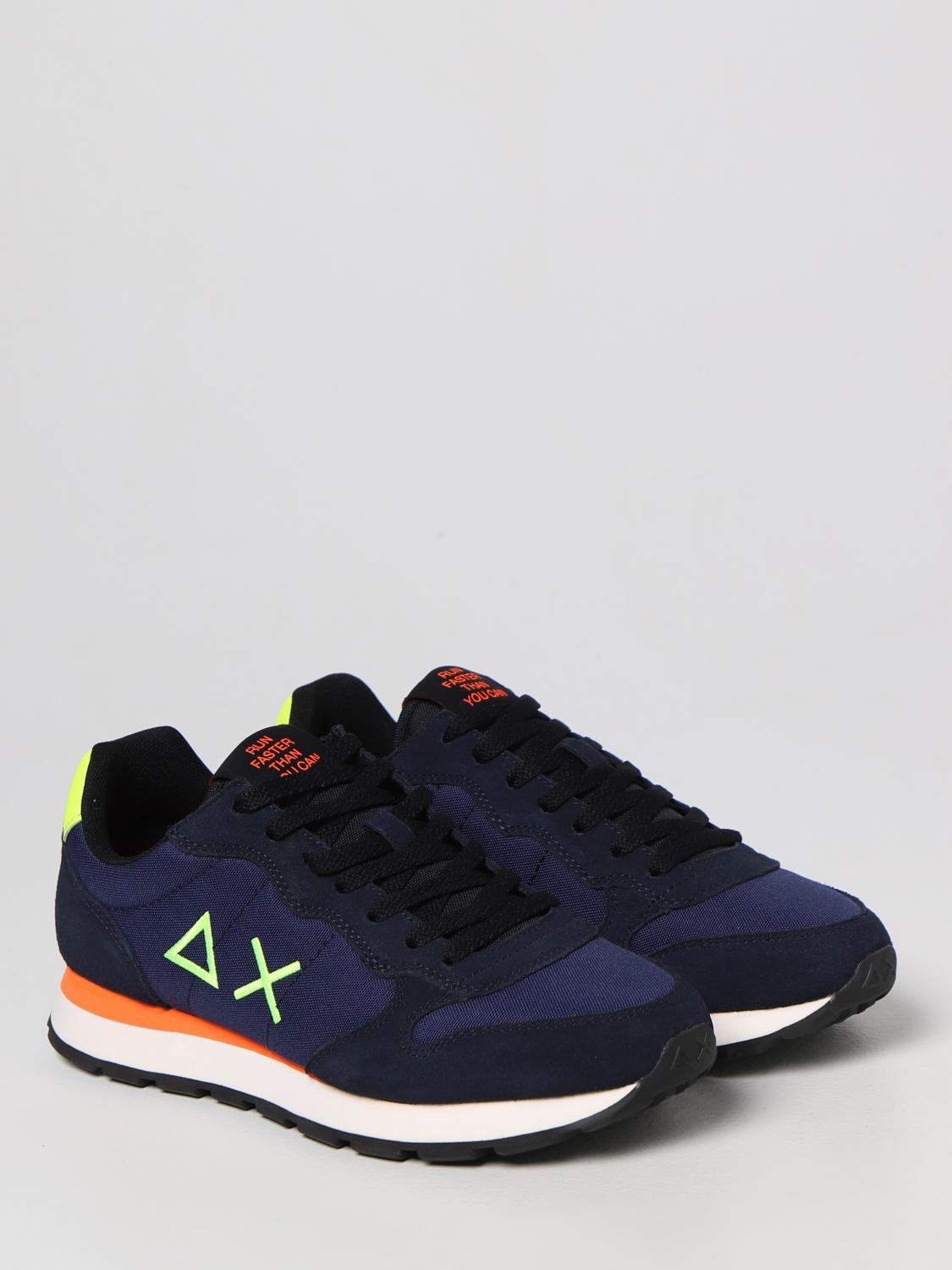 SUN68 SNEAKERS: Sneakers Tom Fluo Sun 68 in suede e mesh, Blue - Img 2