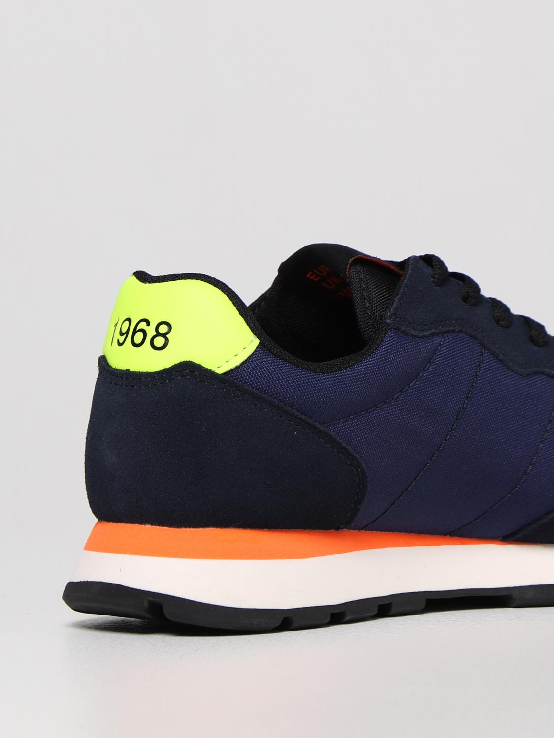 SUN68 SNEAKERS: Sneakers Tom Fluo Sun 68 in suede e mesh, Blue - Img 3