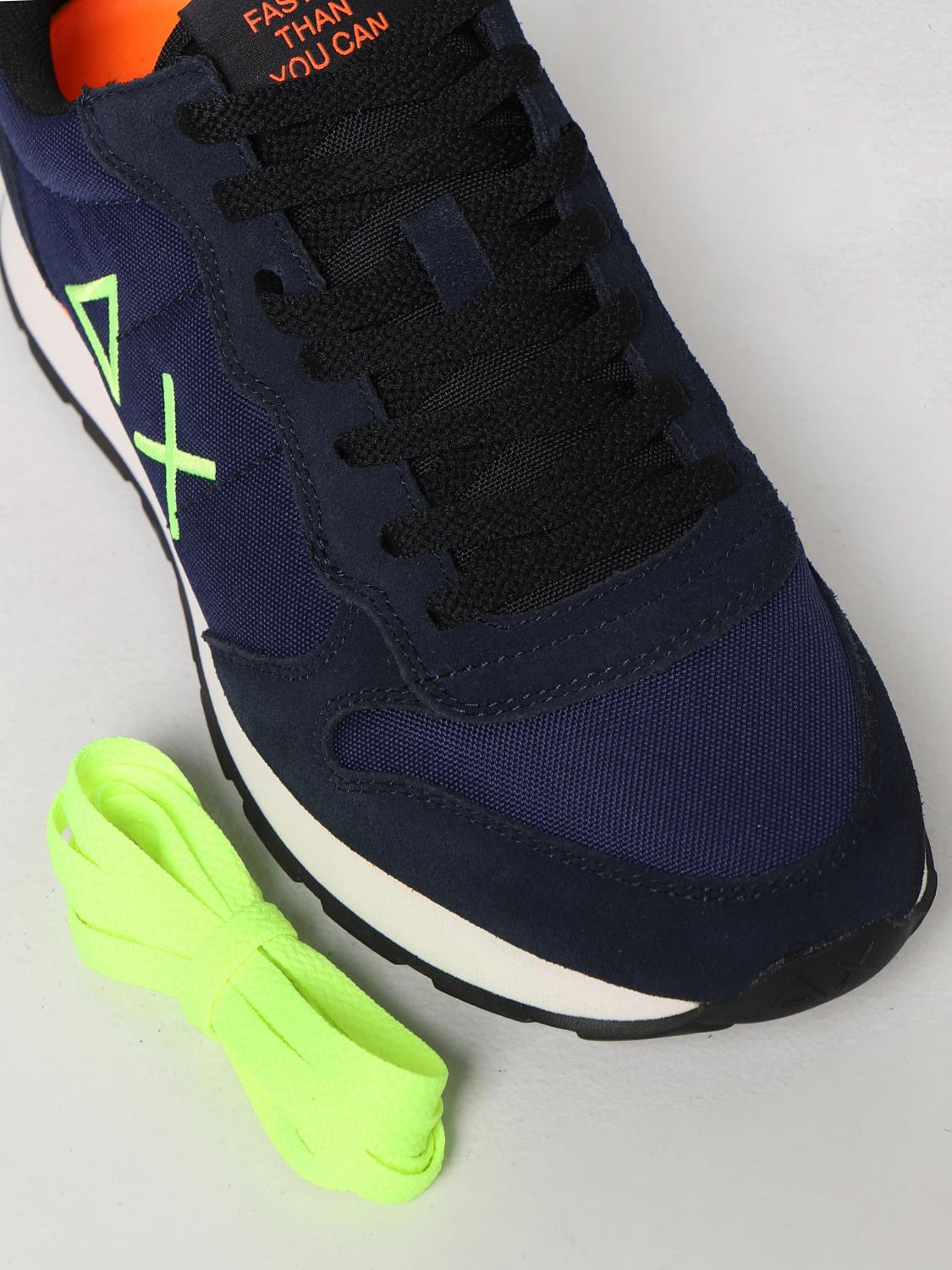 SUN68 SNEAKERS: Sneakers Tom Fluo Sun 68 in suede e mesh, Blue - Img 4