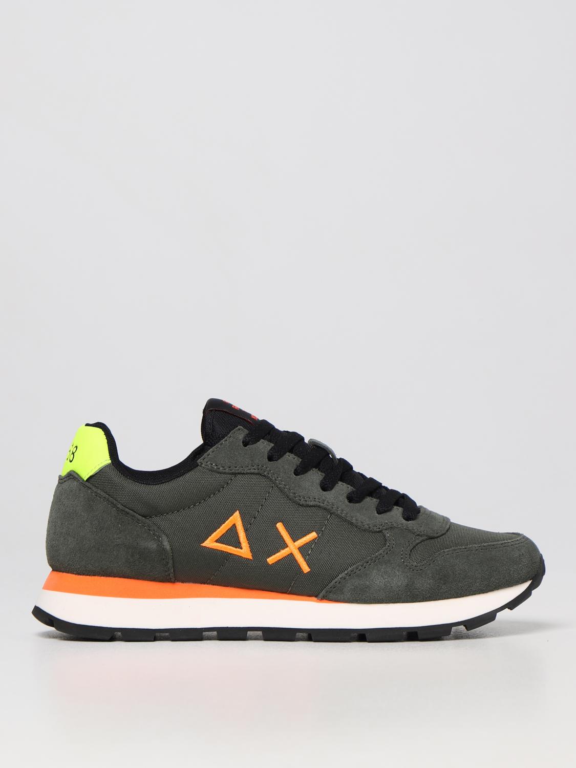 SUN68 SNEAKERS: Sneakers Tom Fluo Sun 68 in suede e mesh, Verde - Img 1