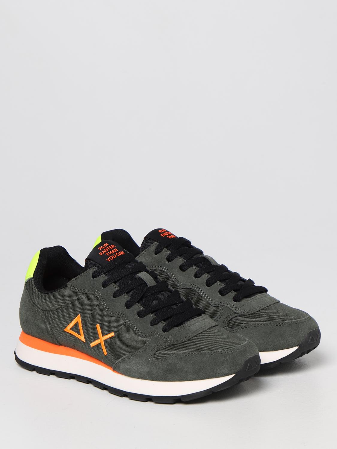 SUN68 SNEAKERS: Sneakers Tom Fluo Sun 68 in suede e mesh, Verde - Img 2
