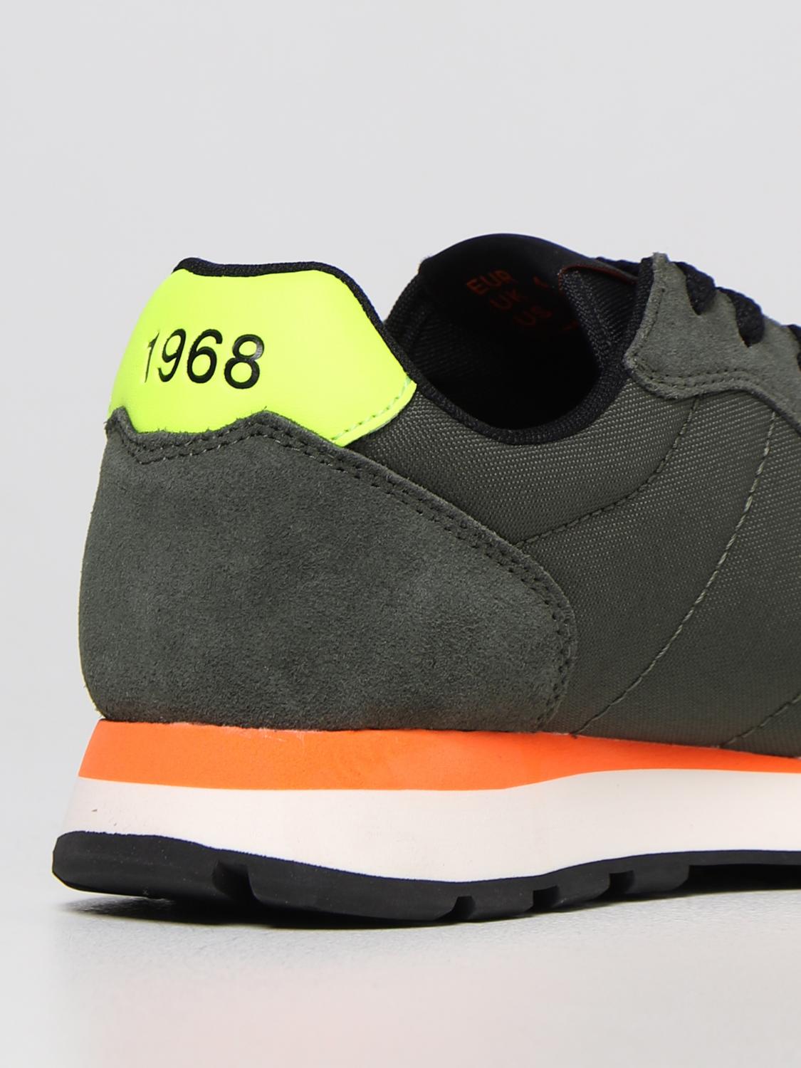 SUN68 SNEAKERS: Sneakers Tom Fluo Sun 68 in suede e mesh, Verde - Img 3