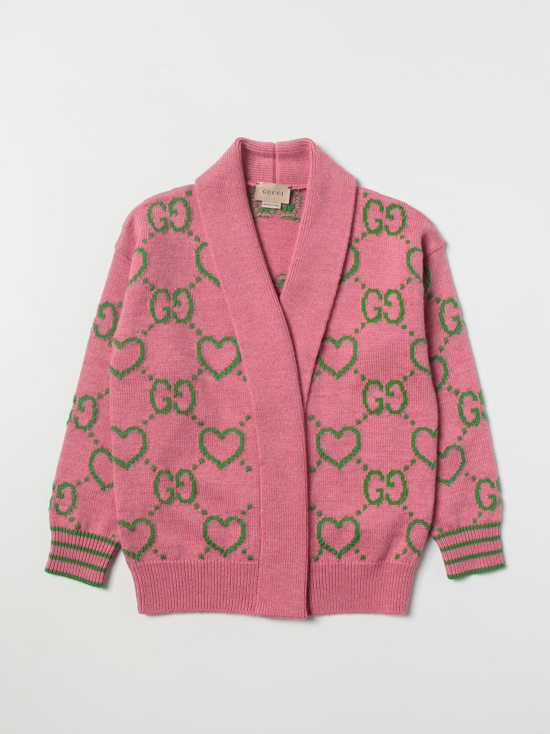 Pink Gucci Gucci Jumper For Kids Gucci Children GG Logo Detailed V