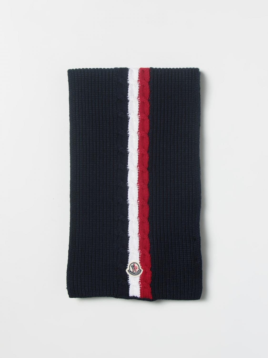 MONCLER SCARF: Moncler virgin wool scarf, Blue - Img 1