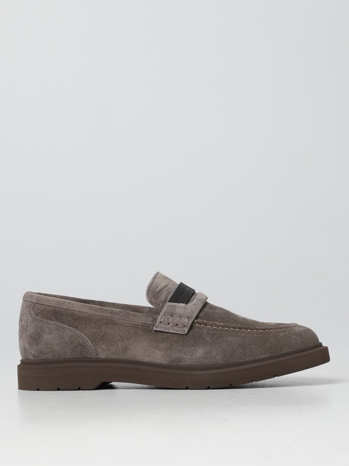 Mocassins Brunello Cucinelli – Daim Effet Chevrons, Semelle Caoutchouc, Taille 43