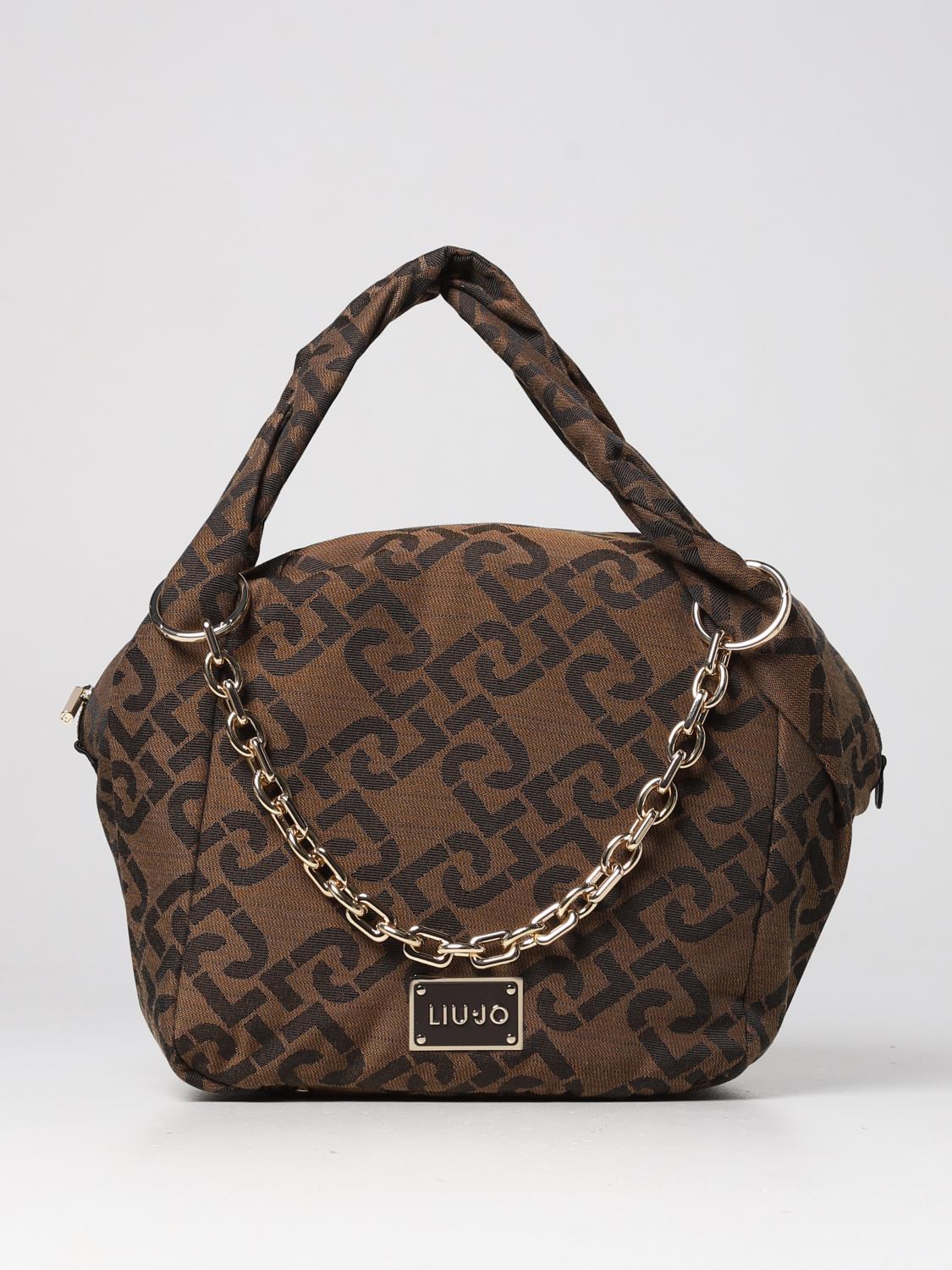 Borsa Donna a Spalla LIU JO in Tessuto Jacquard Marrone con Logo All O