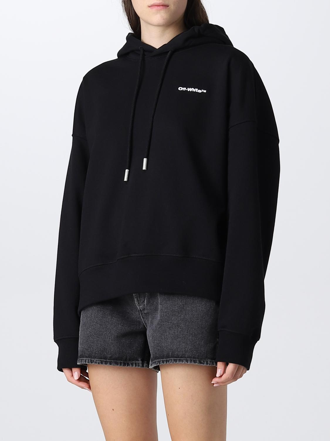 OFF-WHITE FELPA: Felpa basic Off-White con mini logo, Nero - Img 4