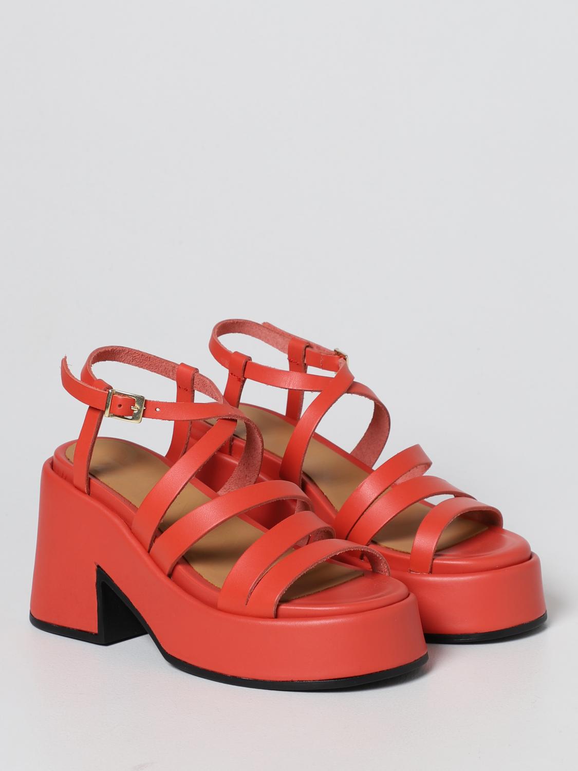 GANNI SANDALEN MIT ABSATZ: Ganni Damen Flache Sandalen, Rot - Img 2