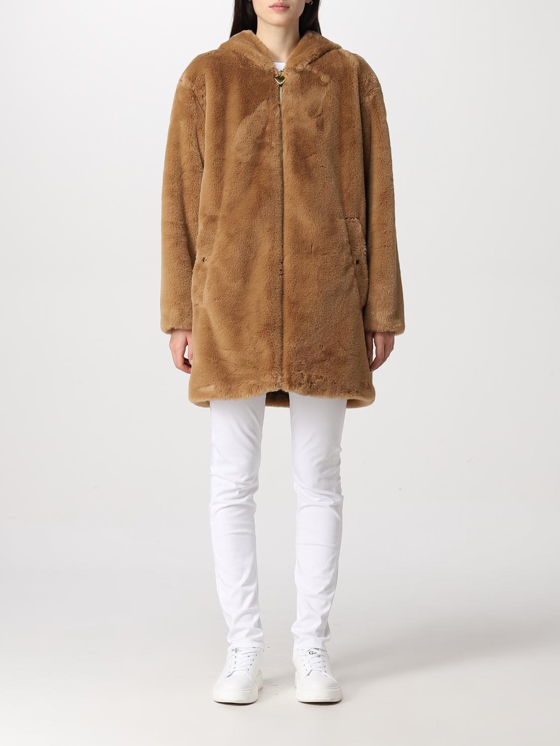 LOVE MOSCHINO: Fur coats women Brown Love Moschino fur coat