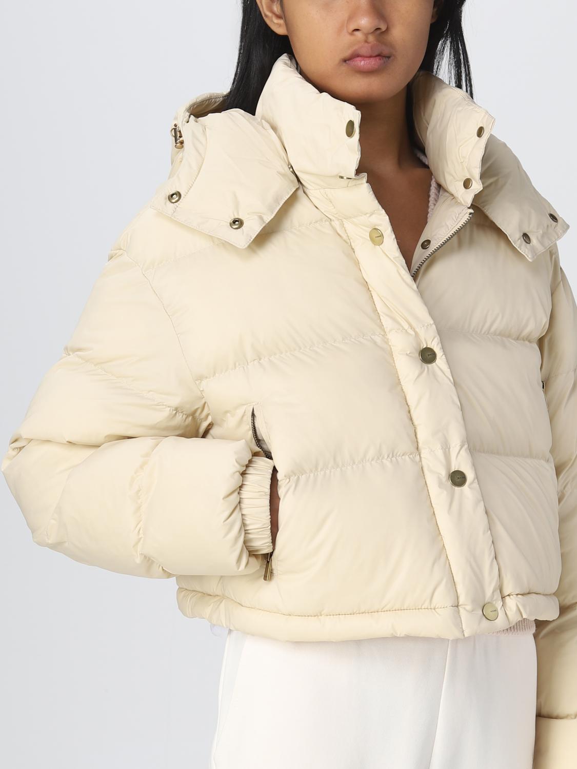 ジャケット PINKO Women Outer 104834 A2BR CI8 BEIGE GRIGIO ARGENTO Beige Pinko Graffetta shiny nylon sleeveless jacket for women