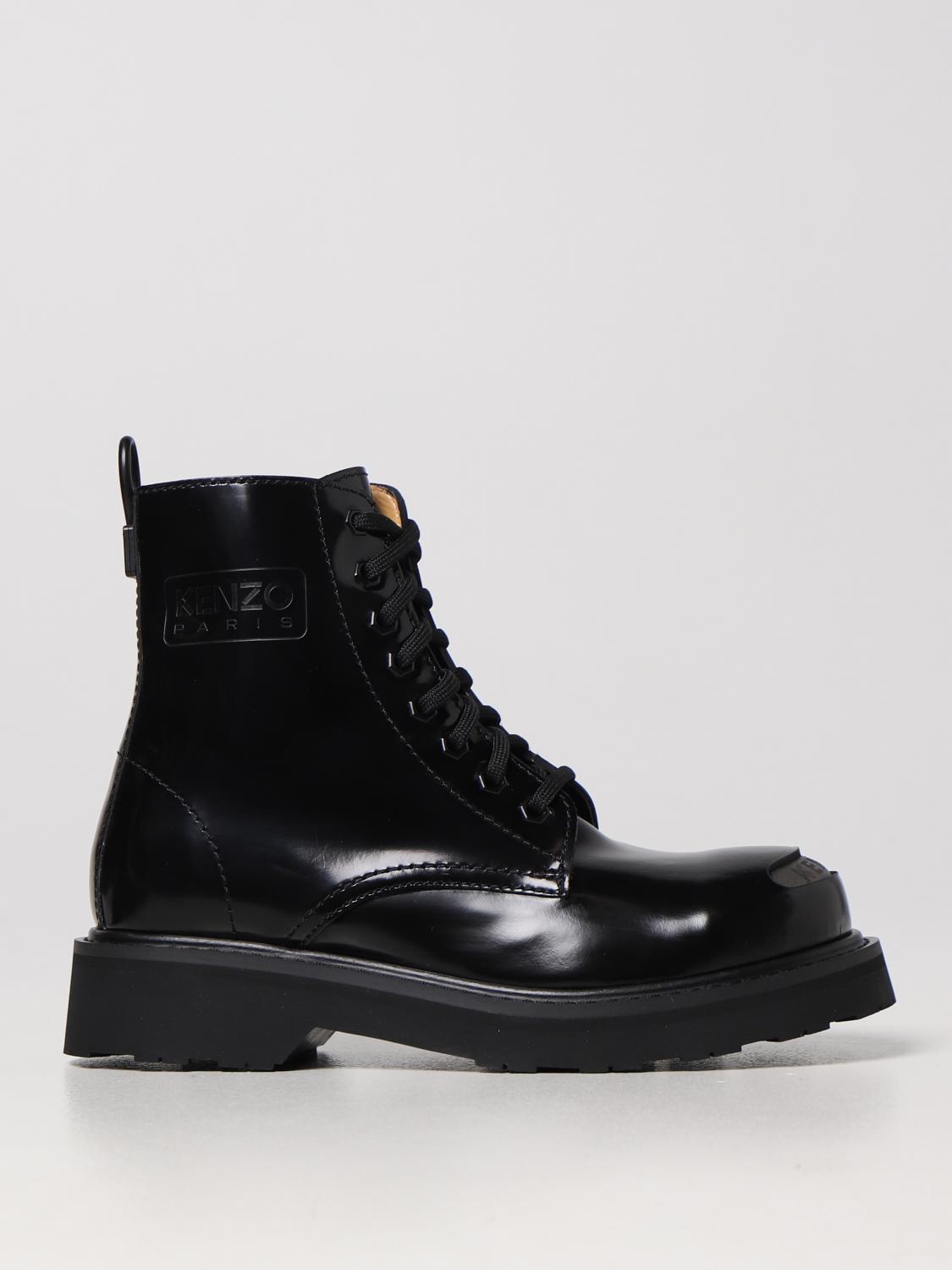 KENZO: Boots women Black Kenzo flat ankle boot FC62BT704L67