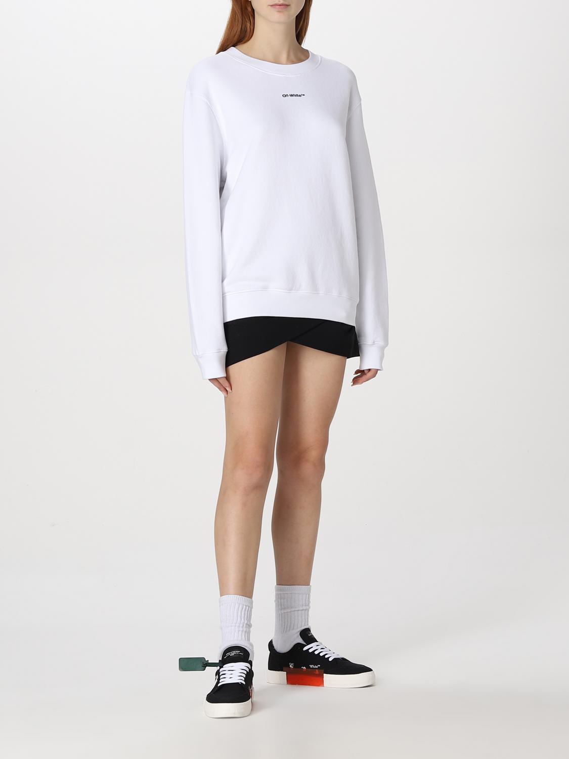 OFF-WHITE FELPA: Felpa a girocollo Off-White con stampa frecce, Bianco - Img 2