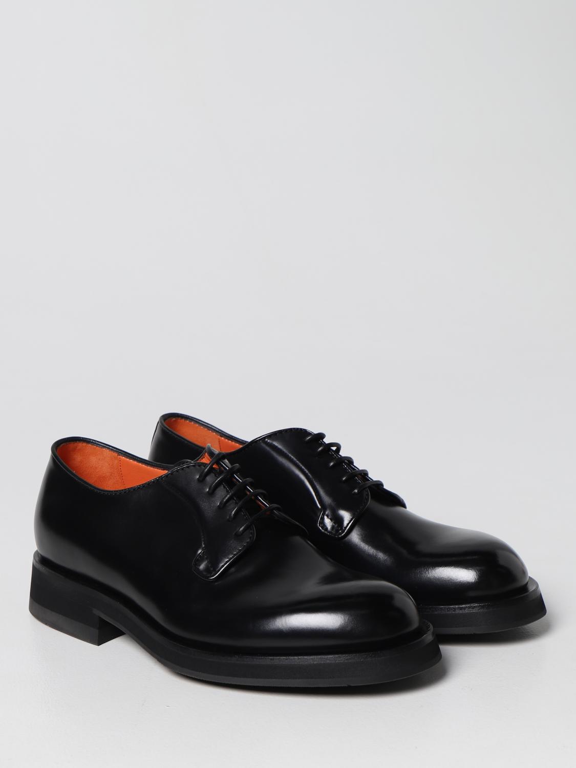 SANTONI SCARPE STRINGATE: Oxford Santoni in pelle spazzolata, Nero - Img 2