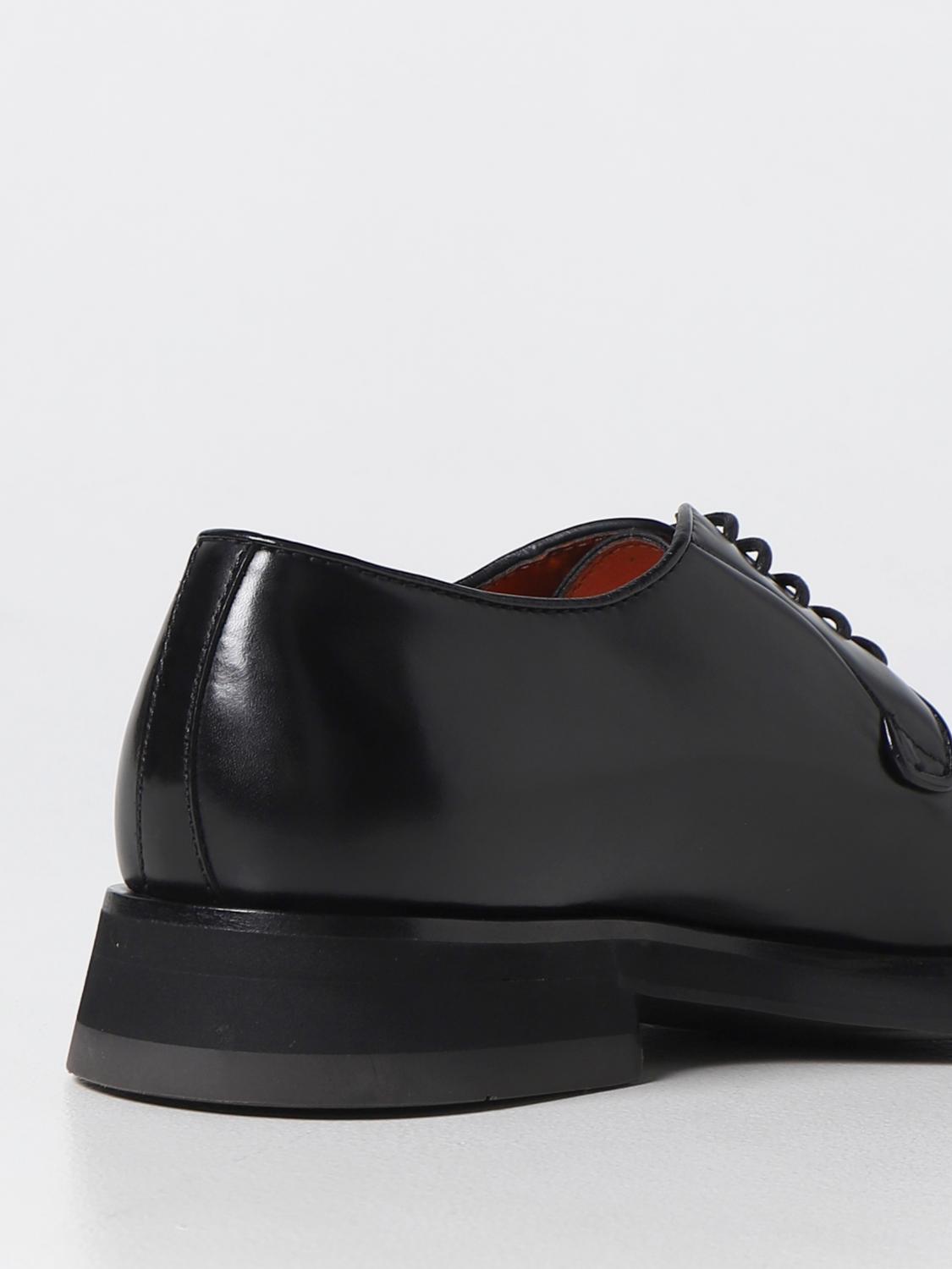 SANTONI SCARPE STRINGATE: Oxford Santoni in pelle spazzolata, Nero - Img 3