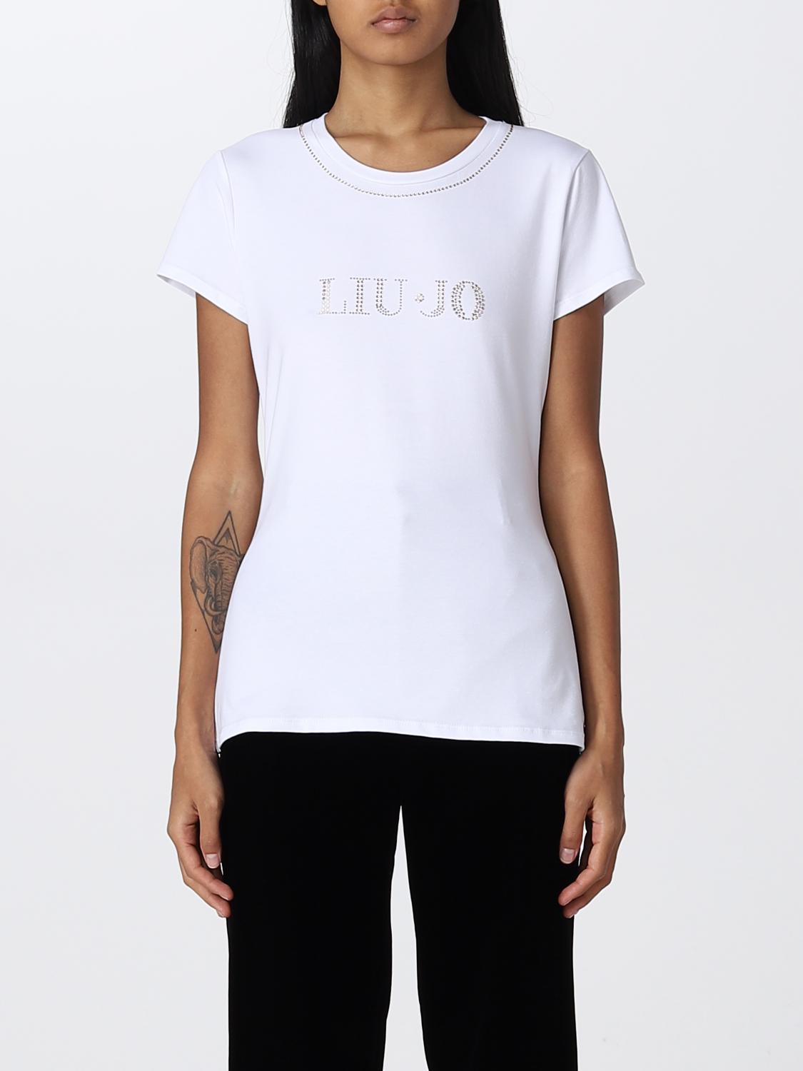 LIU JO CON LOGO-E STRASS - T-shirt con stampa - light blue/celeste
