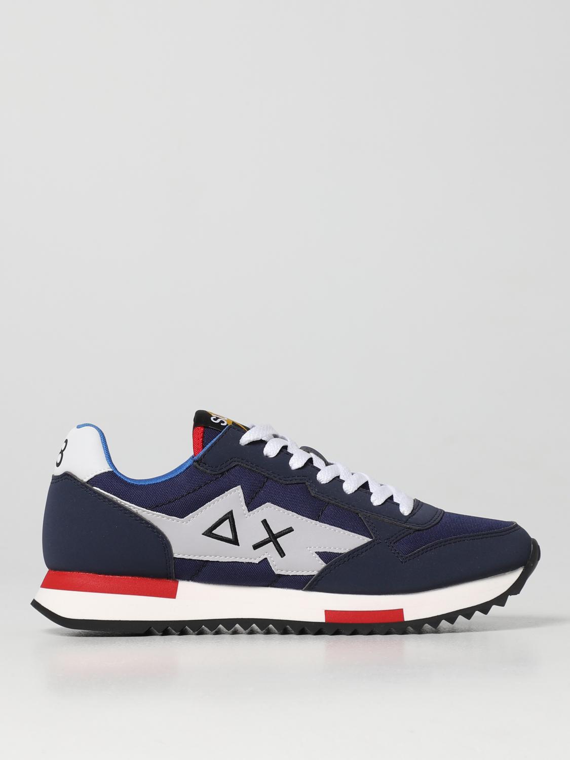 SUN68 SNEAKERS: Sneakers Niki Solid Sun 68 in pelle sintetica e nylon, Blue - Img 1