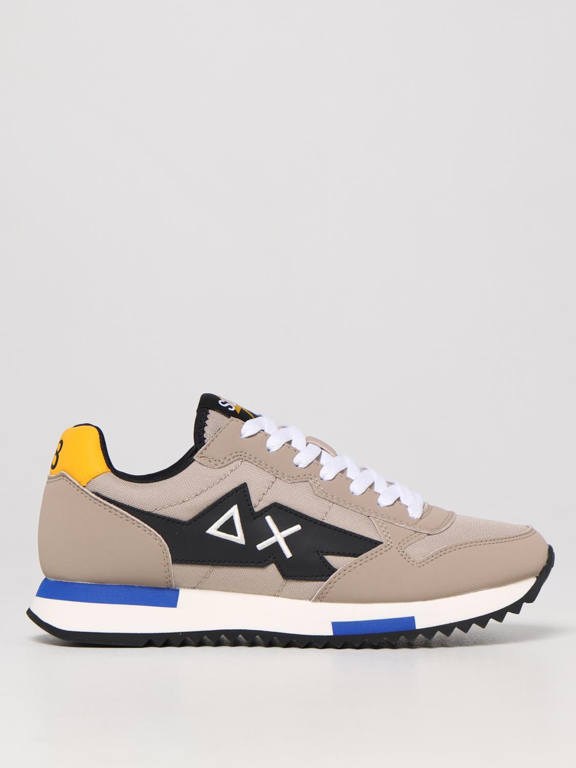 SUN68 SNEAKERS: Sneakers Niki Solid Sun 68 in pelle sintetica e nylon, Beige - Img 1