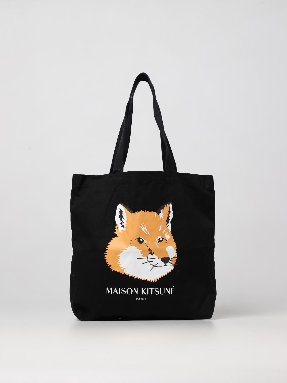 MAISON KITSUNÉ * STUNT FOX TOTE MAISON KITSUNÉ Fox Head Tote Bag in Black | SVD USA