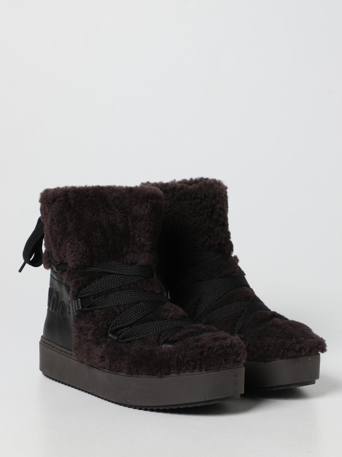 SEE BY CHLOÉ STIVALETTI: Stivaletto Mahalia See by ChloÉ in pelle e shearling, Marrone - Img 2