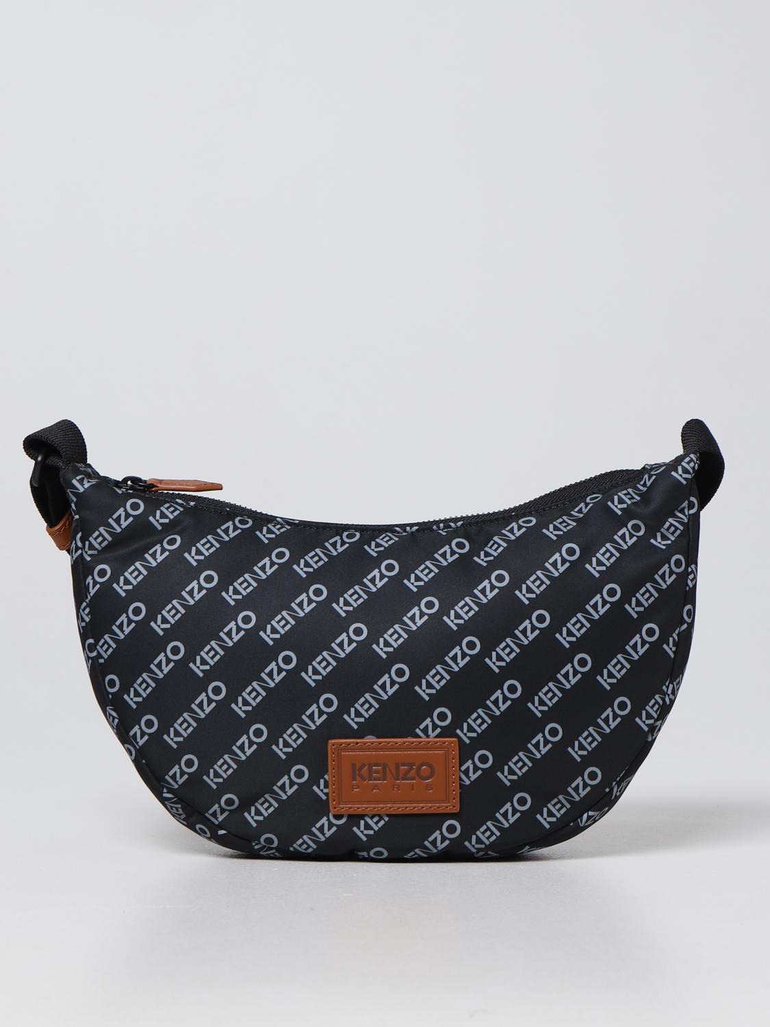 KENZO BORSA A SPALLA: Borsa Sport Monogram Kenzo in tessuto, Nero - Img 1