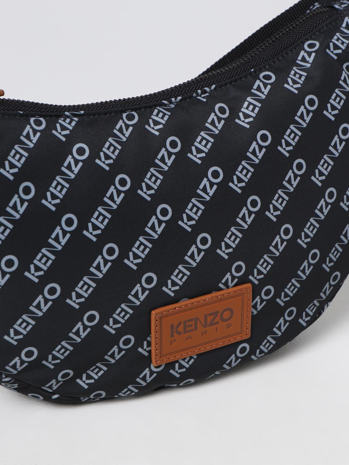 KENZO BORSA A SPALLA: Borsa Sport Monogram Kenzo in tessuto, Nero - Img 4