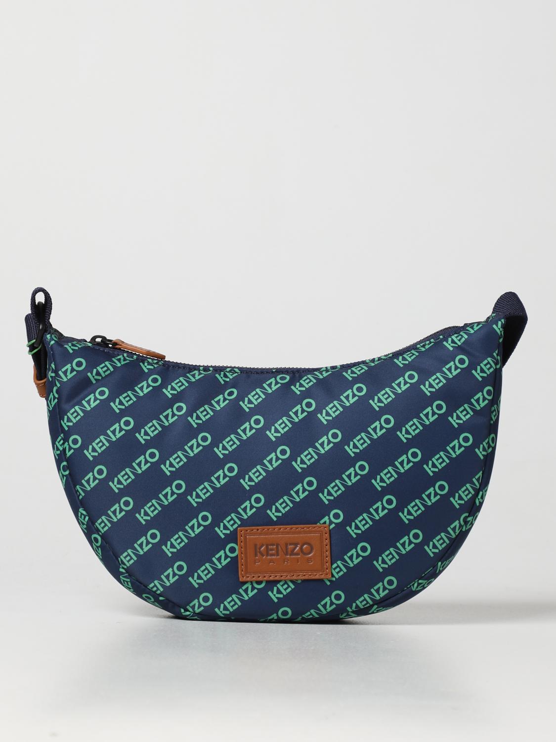 KENZO BORSA A SPALLA: Borsa Sport Monogram Kenzo in tessuto, Blue - Img 1