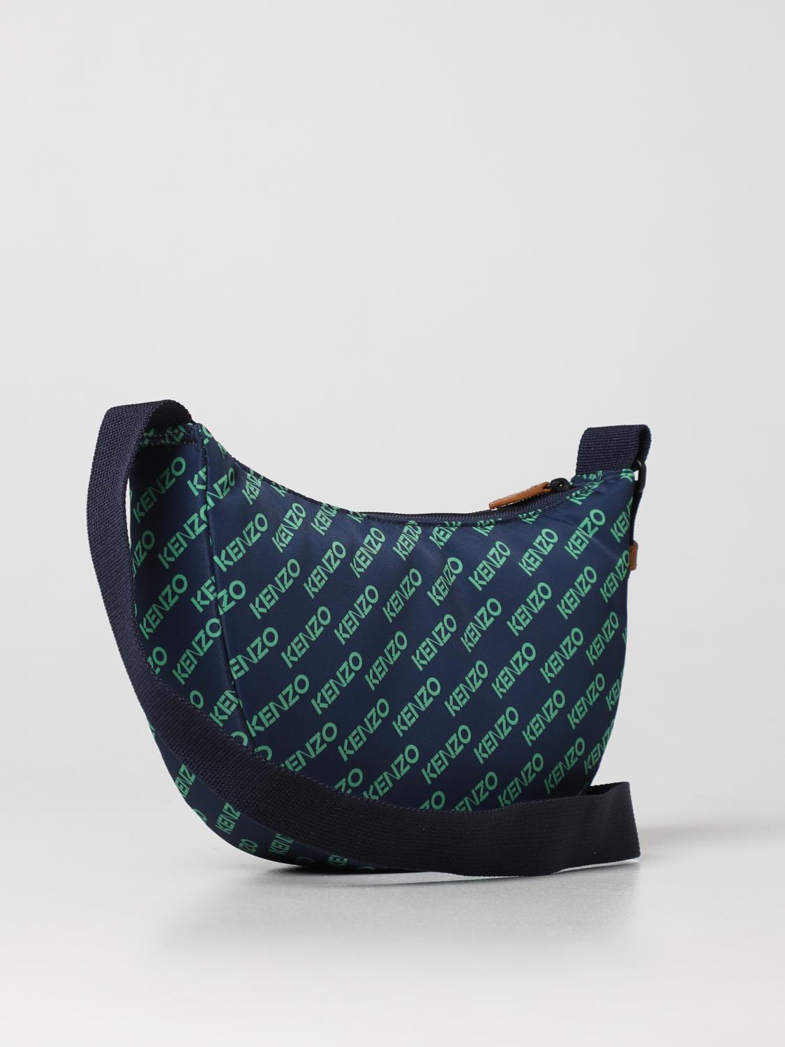 KENZO BORSA A SPALLA: Borsa Sport Monogram Kenzo in tessuto, Blue - Img 3