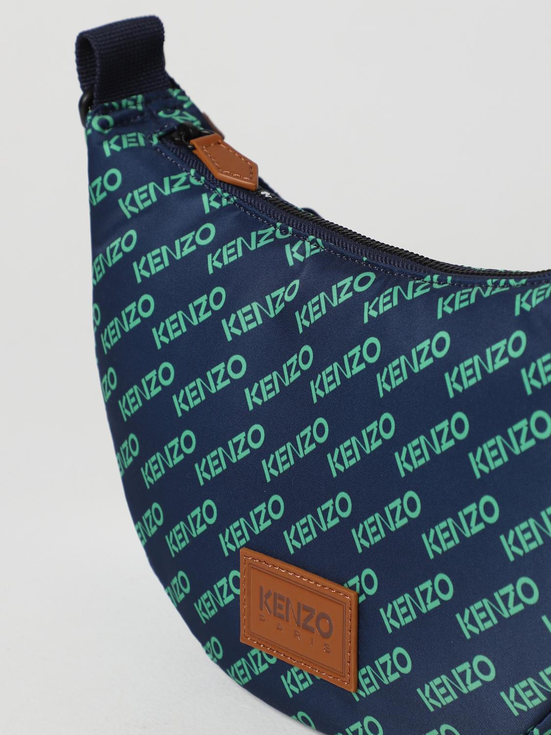 KENZO BORSA A SPALLA: Borsa Sport Monogram Kenzo in tessuto, Blue - Img 4