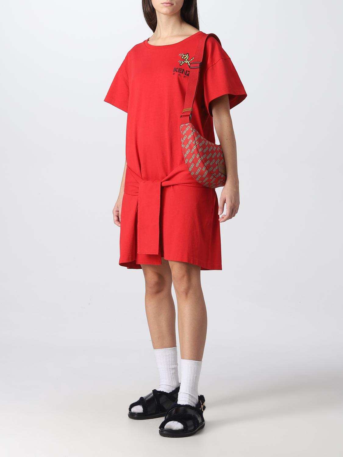 KENZO BORSA A SPALLA: Borsa Sport Monogram Kenzo in tessuto, Rosso - Img 2