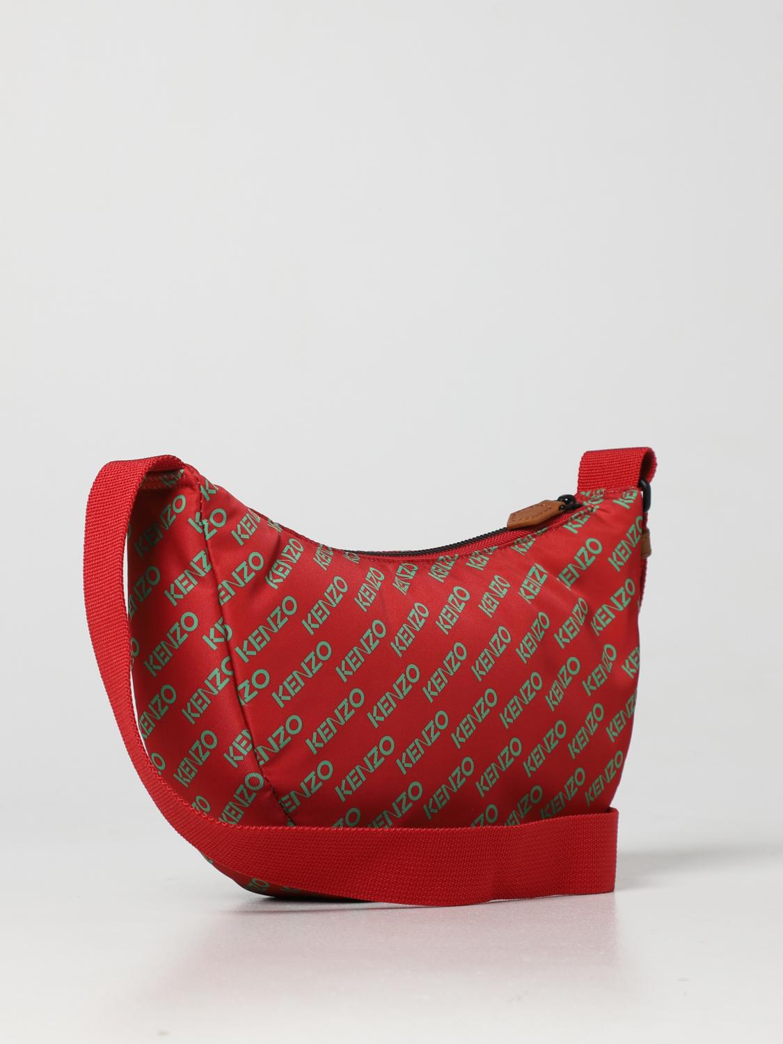 KENZO BORSA A SPALLA: Borsa Sport Monogram Kenzo in tessuto, Rosso - Img 3