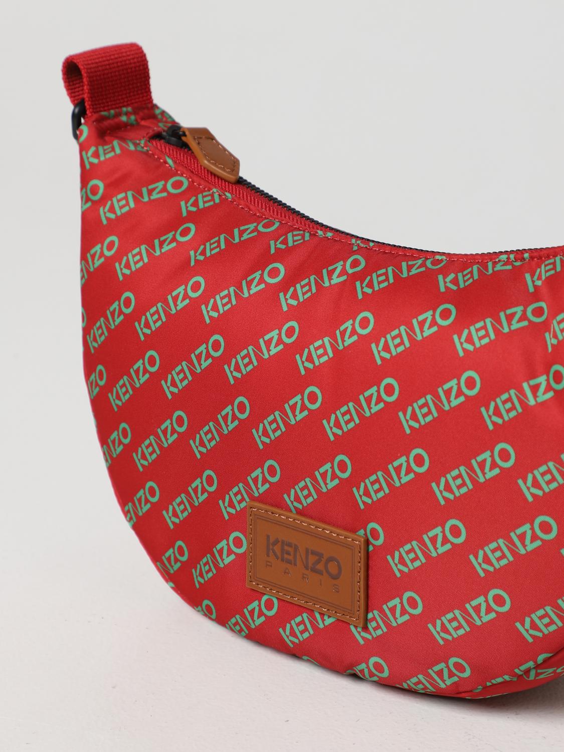 KENZO BORSA A SPALLA: Borsa Sport Monogram Kenzo in tessuto, Rosso - Img 4