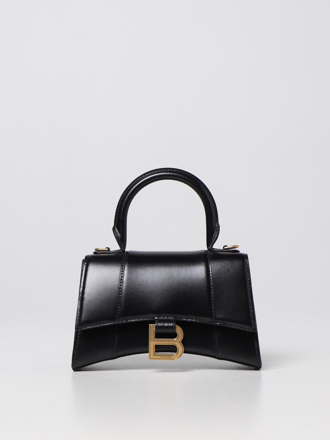BALENCIAGA: Hourglass Top Handle XS bag in leather Black