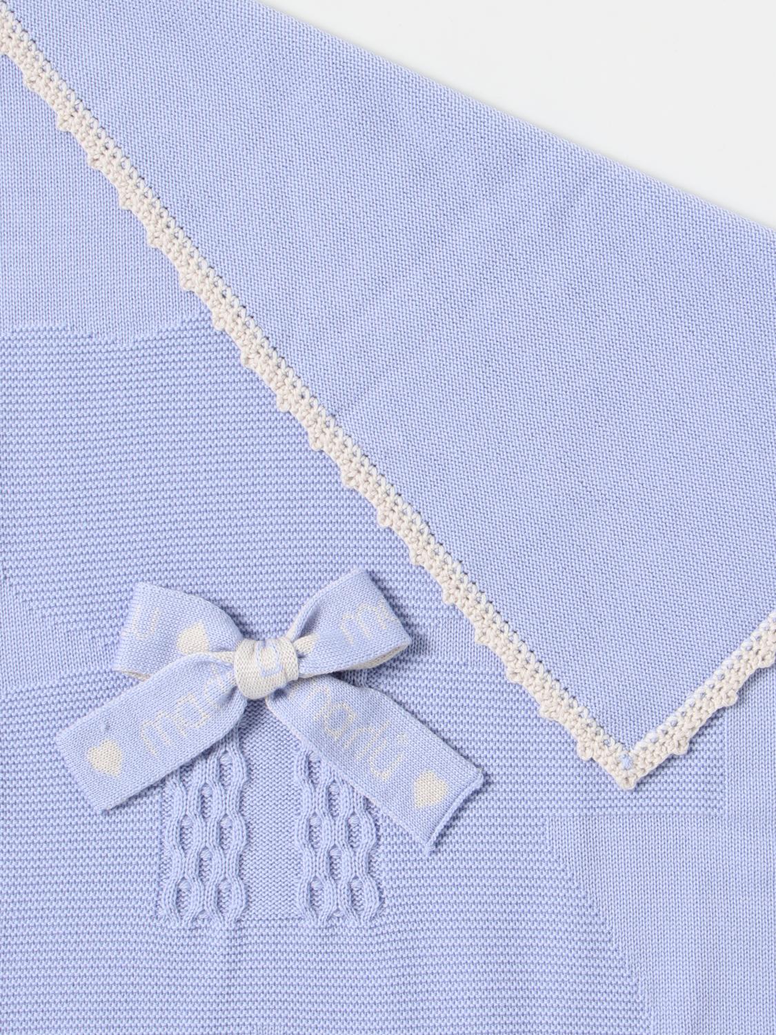 MARLÙ COUTURE COPERTINA: Copertina Marlù Couture in lana con fiocco ricamato, Turchese - Img 2