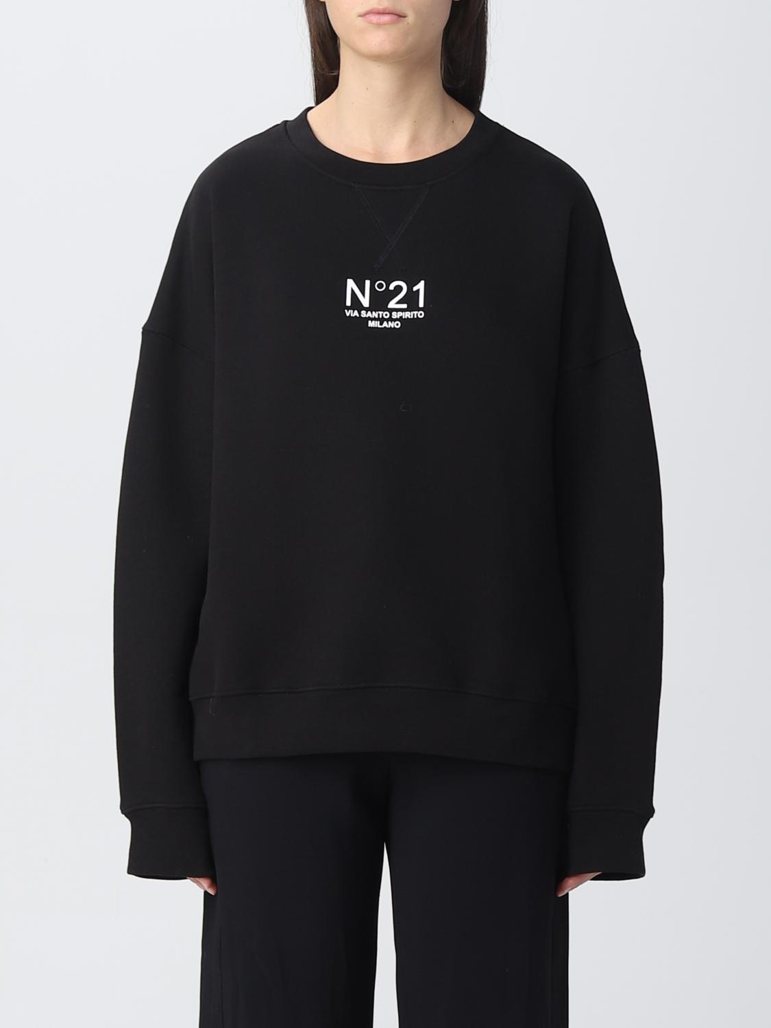 N° 21 FELPA: Felpa basic N° 21 con logo, Nero - Img 1