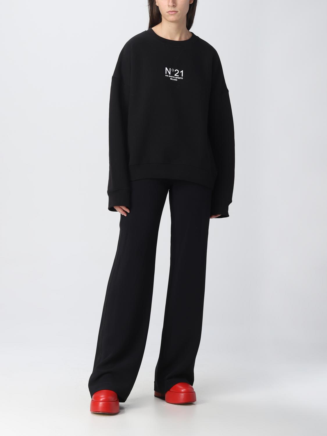 N° 21 FELPA: Felpa basic N° 21 con logo, Nero - Img 2