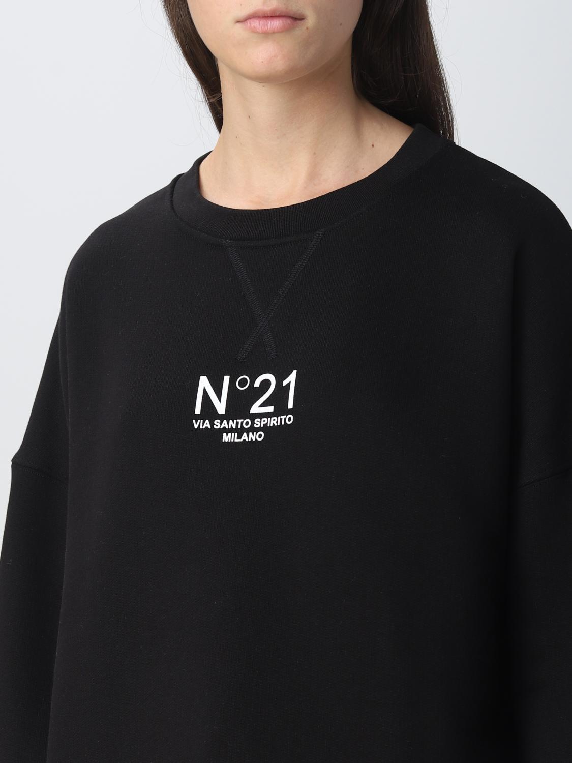 N° 21 FELPA: Felpa basic N° 21 con logo, Nero - Img 4