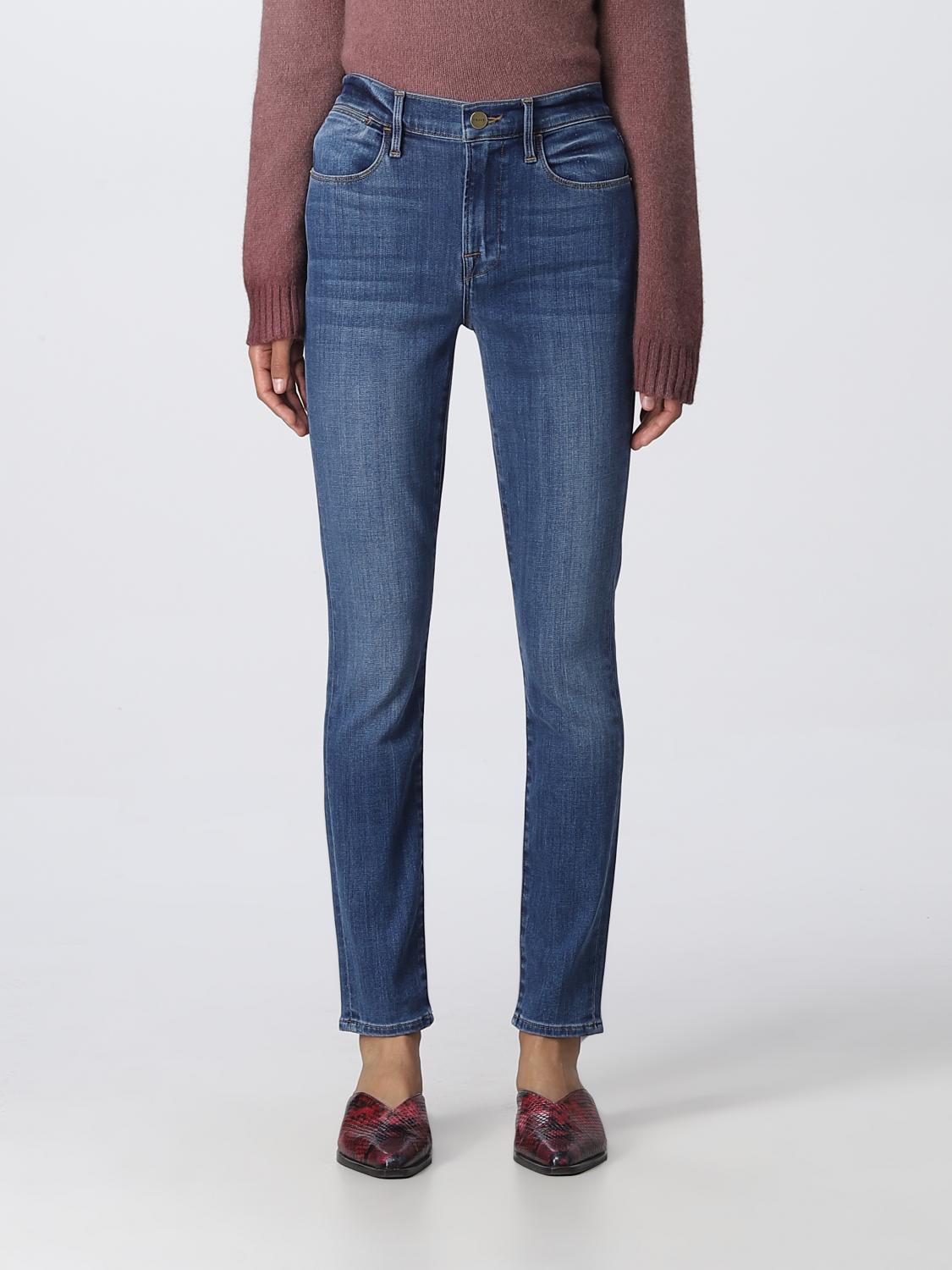 デニム・ジーパン FRAME Woman Jeans Gnawed Blue LJNC105 WLMT FRAME Women's Modern Pocket Jeans, Carpenter, Blue, 23 at