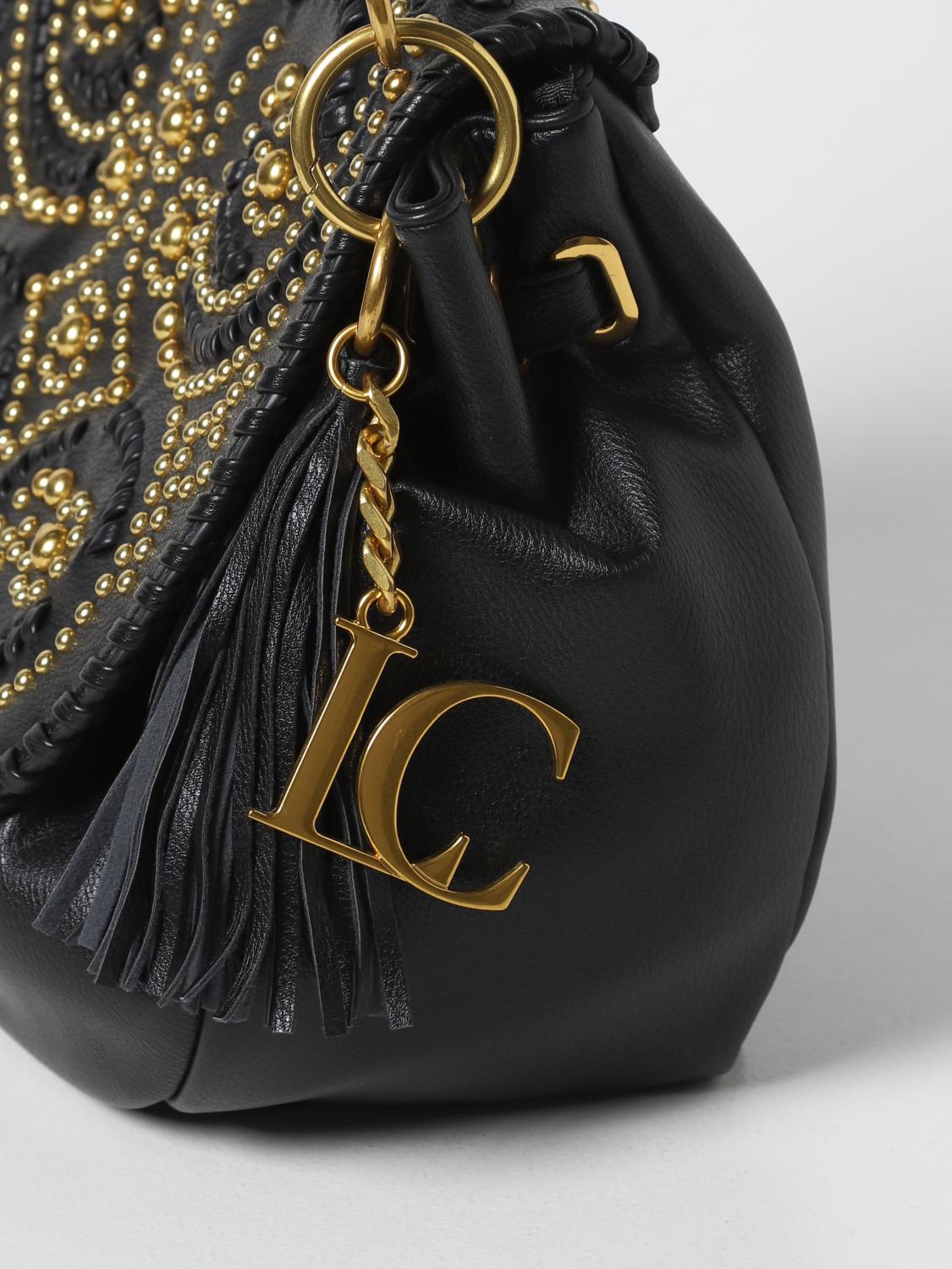 LA CARRIE BORSA A SPALLA: Borsa Arabesque La Carrie in pelle sintetica e borchie, Nero - Img 3