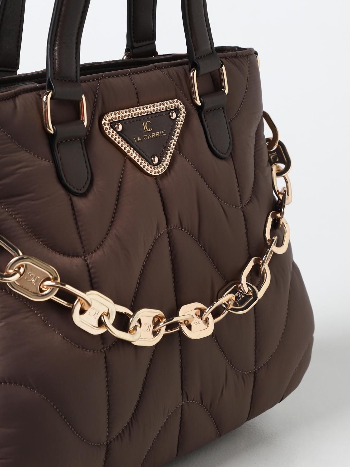 LA CARRIE BORSA TOTE: Borsa Touchy La Carrie in nylon trapuntato, Marrone - Img 3