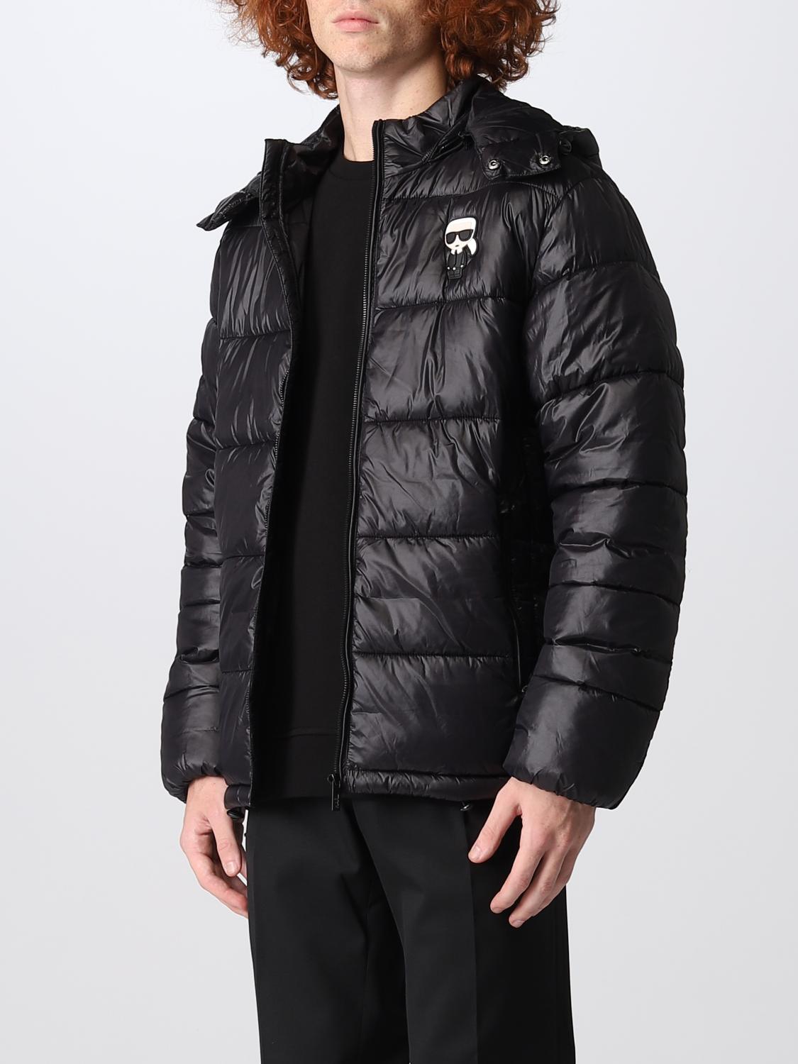 KARL LAGERFELD 外套: Karl Lagerfeld 连帽徽标尼龙羽绒服, 黑色 - Img 4