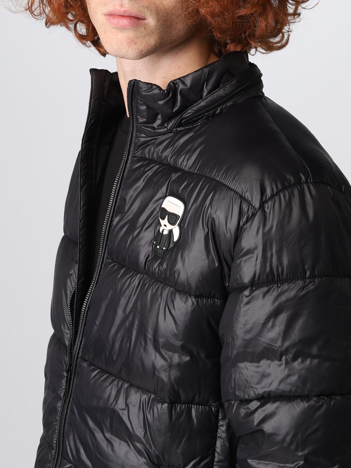 KARL LAGERFELD 外套: Karl Lagerfeld 连帽徽标尼龙羽绒服, 黑色 - Img 5