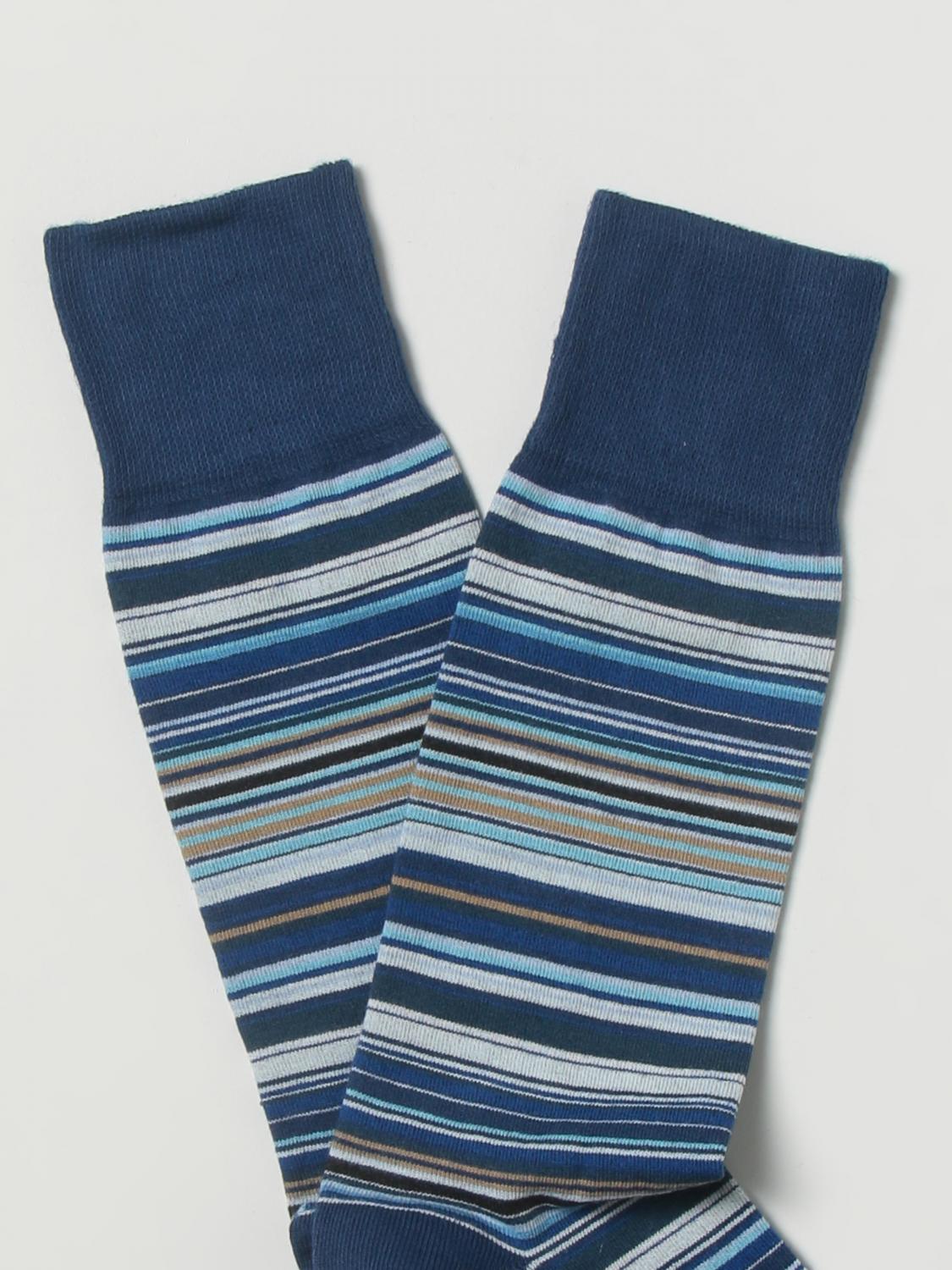 PAUL SMITH SOCKS: Stretch Cotton Socks with All-Over Stripes Paul Smith, Blue - Img 2