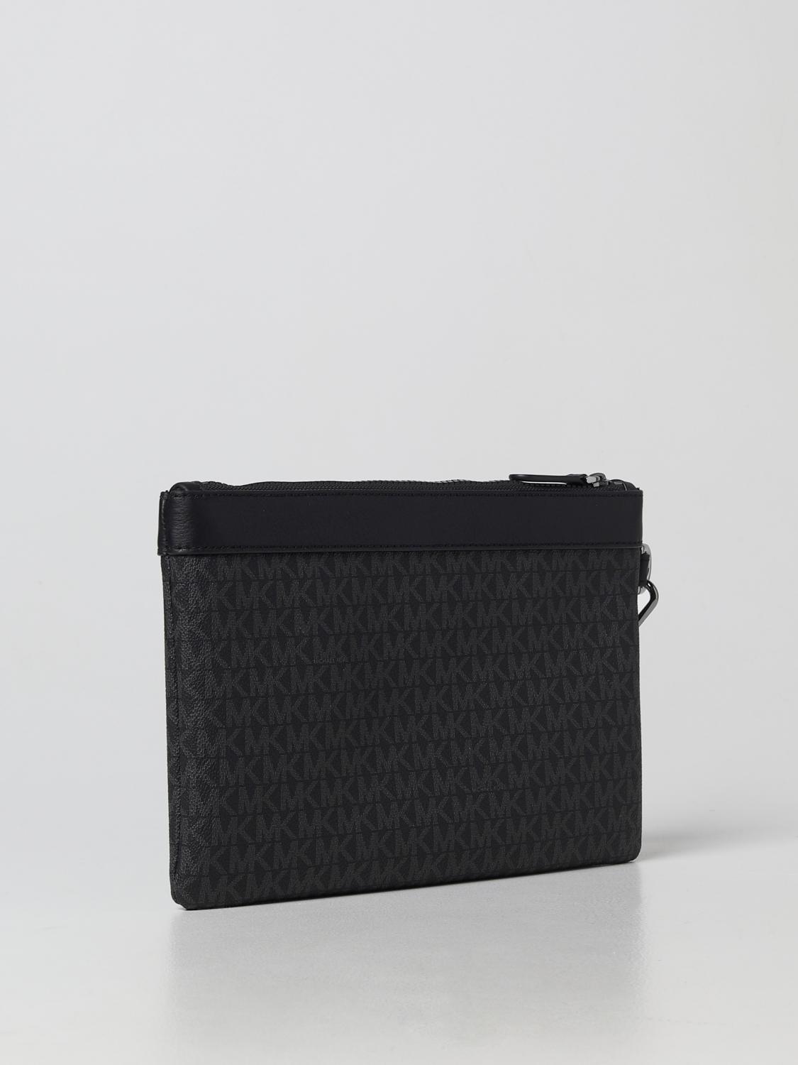 MICHAEL KORS PORTADOCUMENTI: Clutch Michael Kors in cotone spalmato con monogram MK, Nero - Img 2