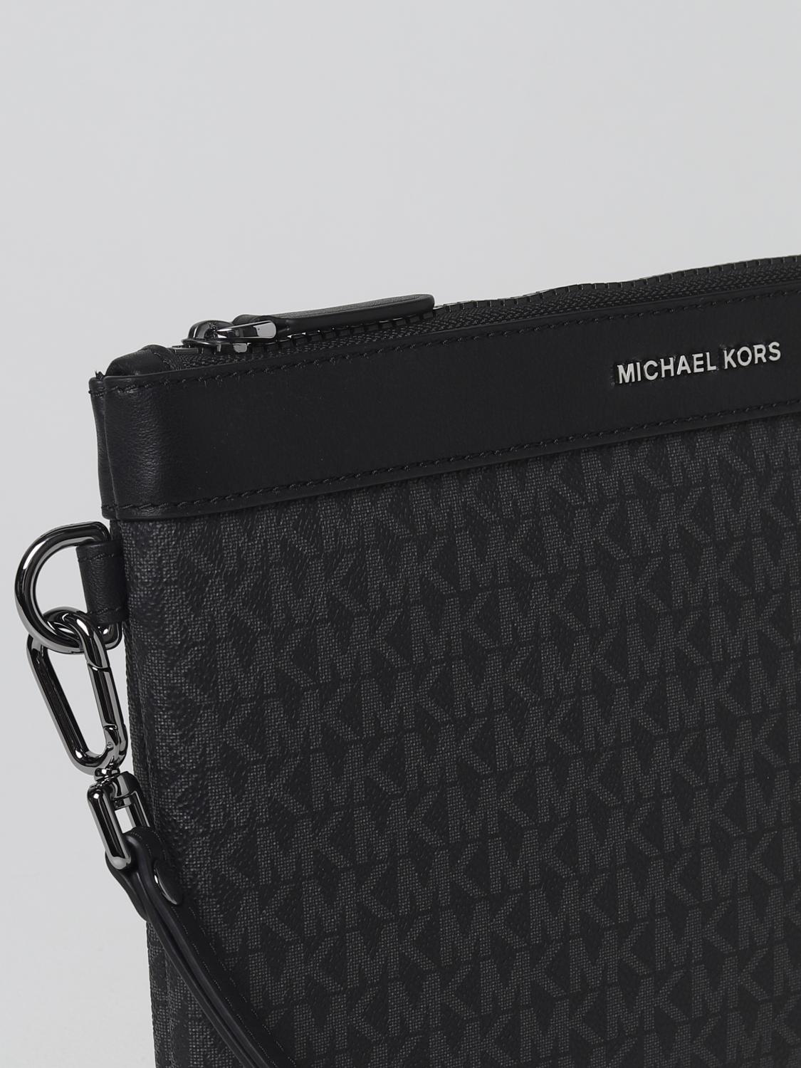 MICHAEL KORS PORTADOCUMENTI: Clutch Michael Kors in cotone spalmato con monogram MK, Nero - Img 3