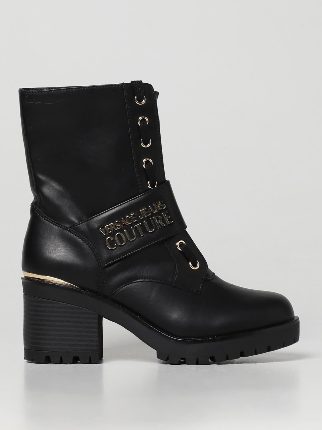 ショートブーツ・ブーティ VERSACE Woman Flat ankle boots Black 77VA3S8671570 899 VERSACE JEANS COUTURE: Flat booties women - Black | Versace