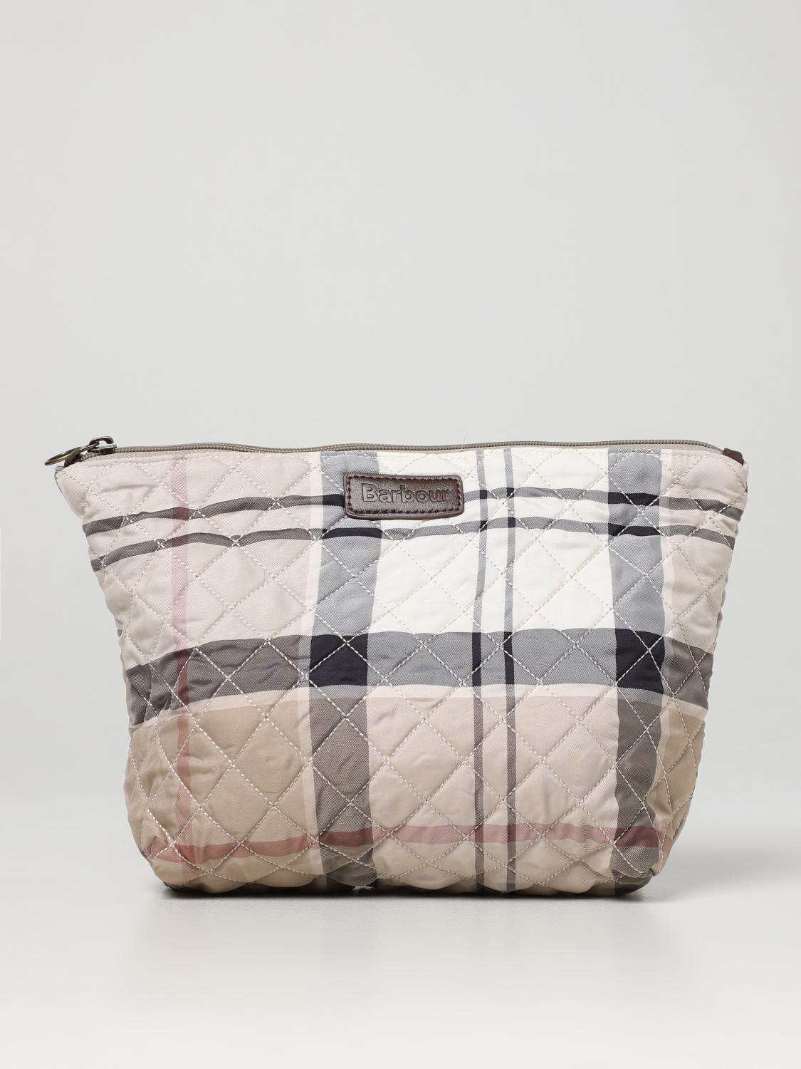 BARBOUR BORSA A MANO: Beauty case Barbour in tessuto, Beige - Img 1