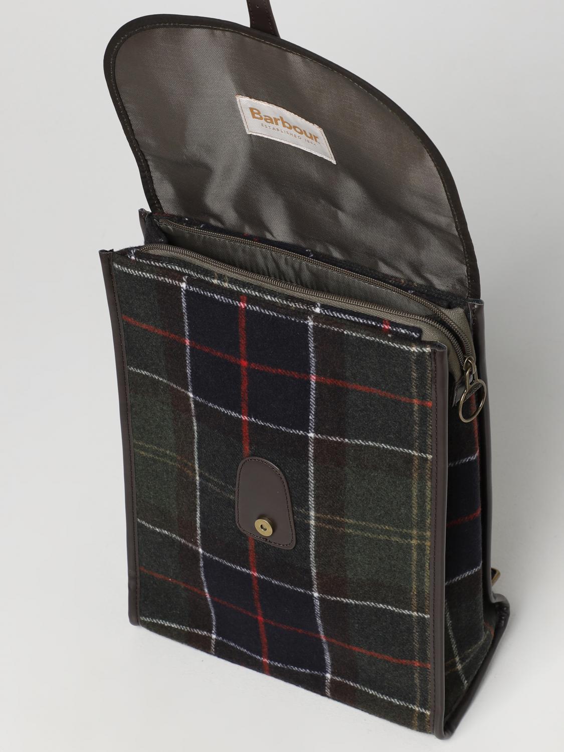 BARBOUR ZAINO: Zaino Whitley Barbour in misto tessuto sintetico e lana, Verde - Img 4